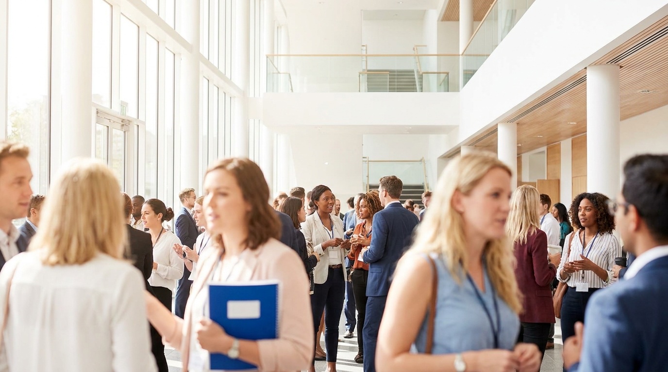 Attendees networking at the summit