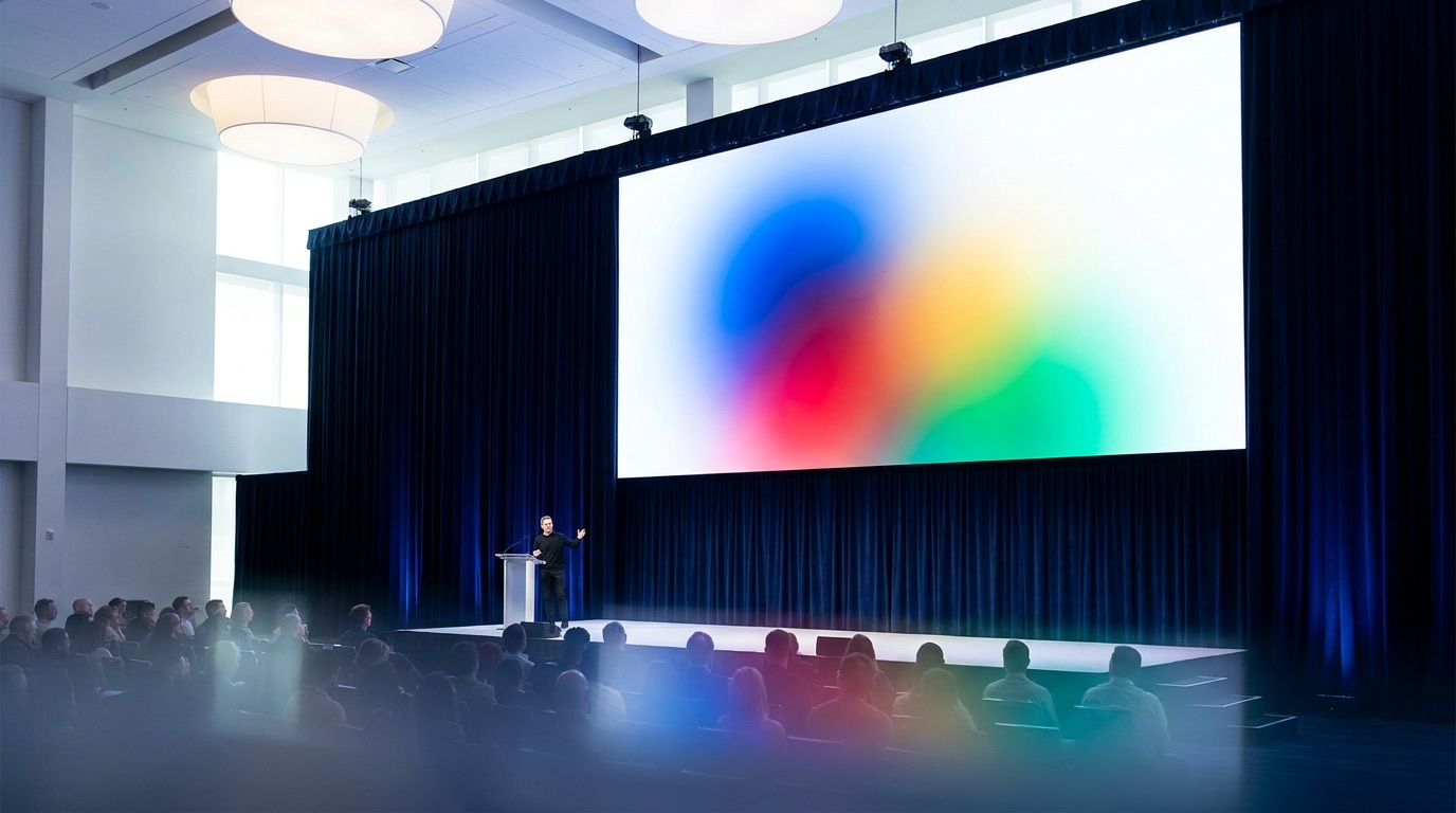 Keynote stage at a modern conference arena